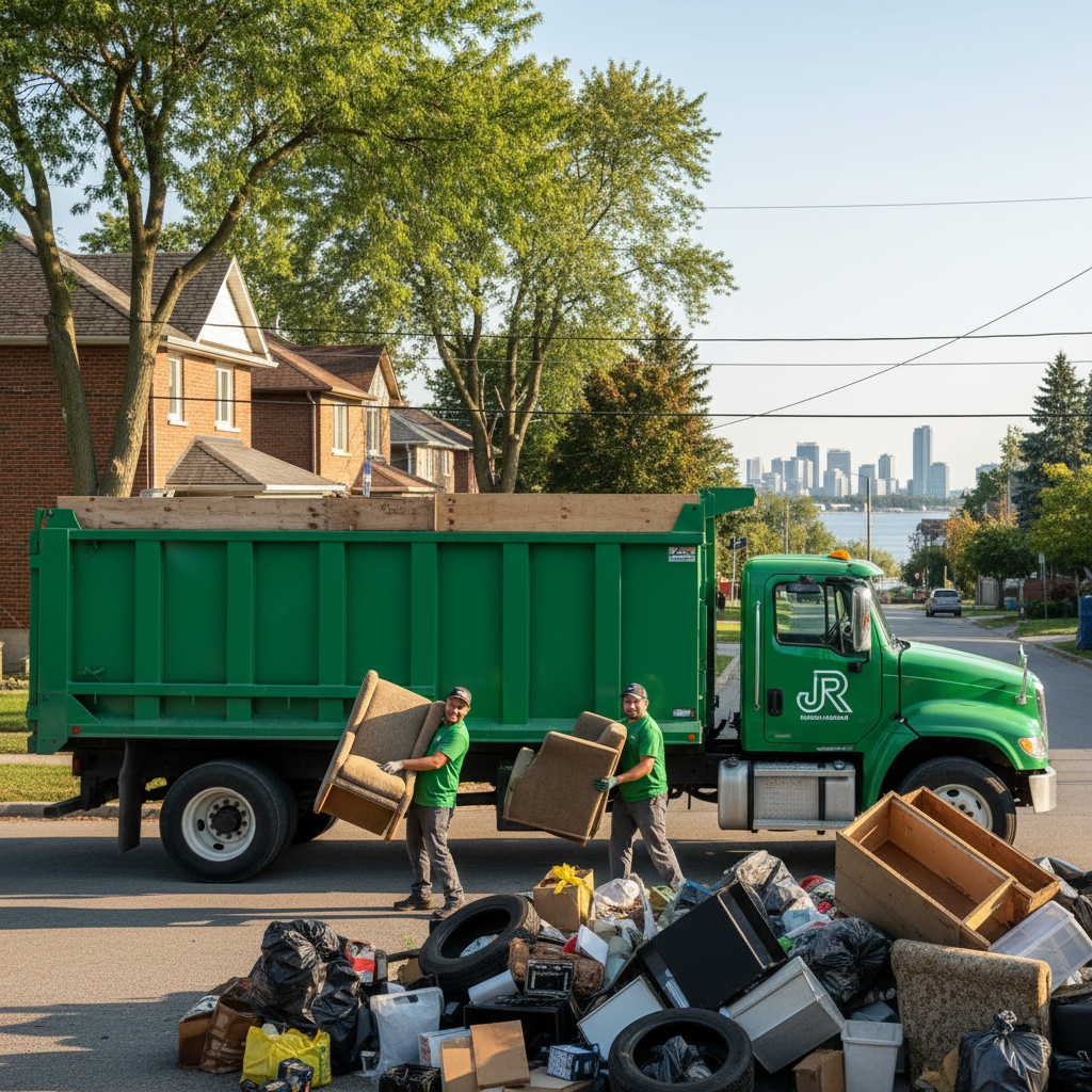 Professional junk removal truck loaded with furniture and debris - Dave Junk Removal and Delivery Services